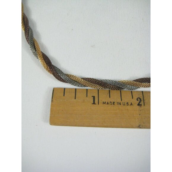 Baskin Brothers Vintage Twisted Rope Chain Necklace Gold Tone Sleek Modern 18 In - Picture 2 of 9